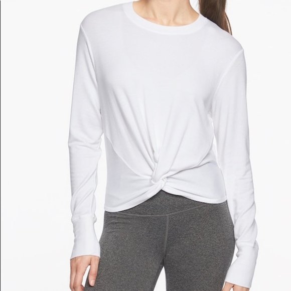 Athleta White Fast Twist Front Long Sleeve Large - Picture 1 of 4